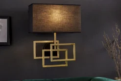 Invicta Interior Wandlampe Stoff blendarm T:20 cm E27 in Gold Schwarz< Wandleuchten|Flurlampen