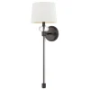Elstead Wandlampe Stoff Metall 67,6 cm hoch Modern Bronze Antik Weiß< Wohnzimmerlampen|Stofflampen