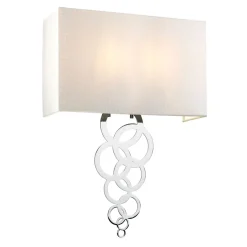 Elstead Wandlampe Stoff Metall in Creme Chrom Modern eckig< Wandleuchten|Flurlampen