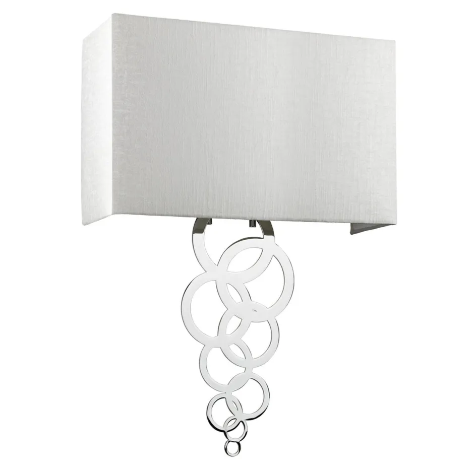 Elstead Wandlampe Stoff Metall in Creme Chrom Modern eckig< Wandleuchten|Flurlampen