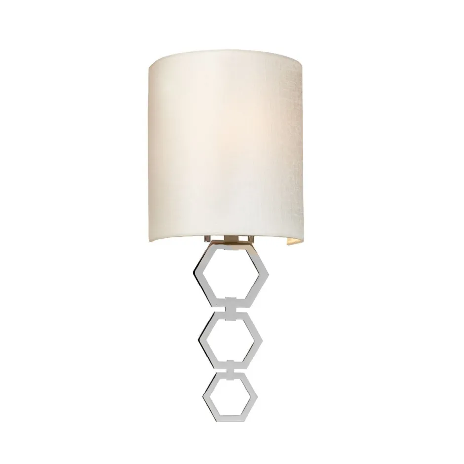 Elstead Wandlampe Stoff Schirm in Creme Chrom schmal E27< Wandleuchten|Flurlampen