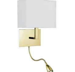 Searchlight Wandlampe Stoffschirm blendarm H:26 cm Lesearm flexibel< Wohnzimmerlampen|Stofflampen