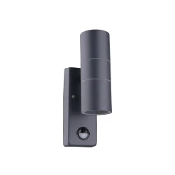 Metall Lampen|Feuchtraumleuchten*Harms Import Wandlampe Up Down Bewegungsmelder Anthrazit IP44 außen