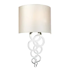 Wandleuchten|Flurlampen*Elstead Wandlampe Up Down Creme Chrom Modern E27 Stoff Metall