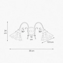 Spots|Badezimmer Lampe*Giovanni Battista Wandlampe verstellbar B: 35 cm Keramik Messing 2-flammig E14