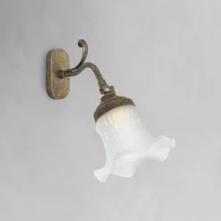 Wohnzimmerlampen|Glaslampen*Giovanni Battista Wandlampe verstellbar E14 in Bronze Antik Weiß Messing Glas