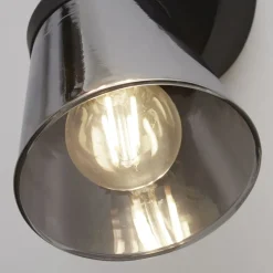 Searchlight Wandlampe verstellbar Schwarz Rauchgrau E14 Glasschirm< Wandleuchten|Flurlampen