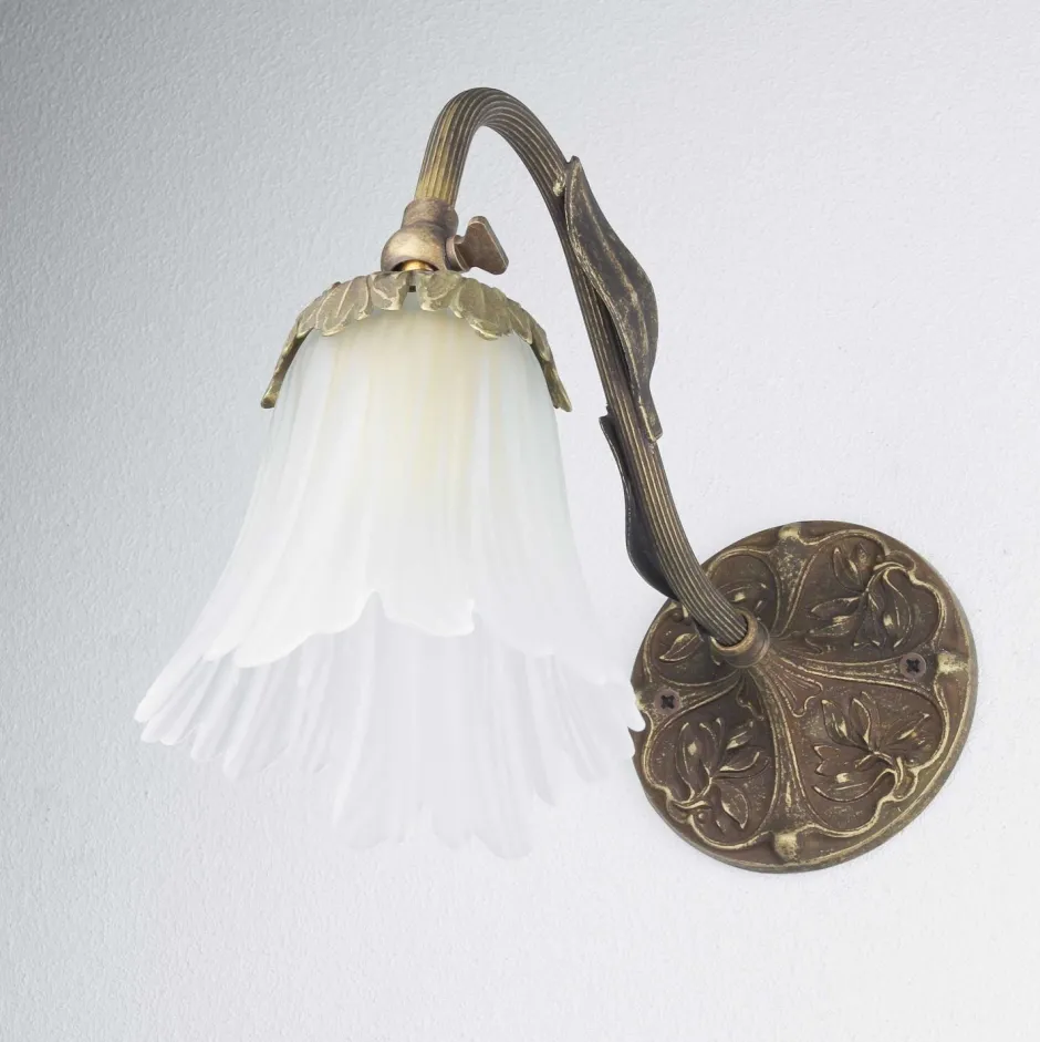 Wohnzimmerlampen|Glaslampen*Giovanni Battista Wandlampe Weiß aus Glas und Echt-Messing