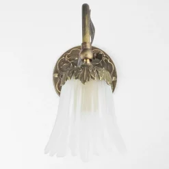 Wohnzimmerlampen|Glaslampen*Giovanni Battista Wandlampe Weiß aus Glas und Echt-Messing