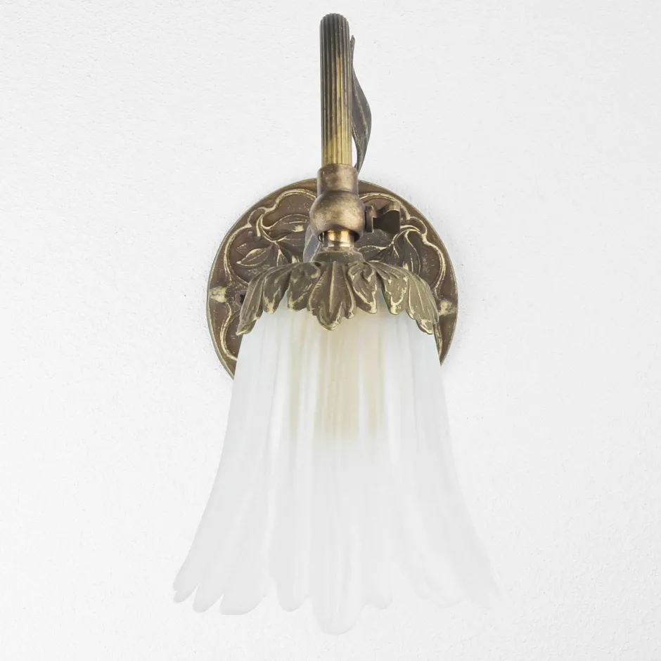 Wohnzimmerlampen|Glaslampen*Giovanni Battista Wandlampe Weiß aus Glas und Echt-Messing