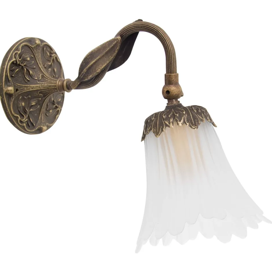 Wohnzimmerlampen|Glaslampen*Giovanni Battista Wandlampe Weiß aus Glas und Echt-Messing