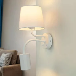 Wandleuchten|Moderne Lampen*Easylight Wandlampe Weiß E27 mit Leselampe verstellbar GU10