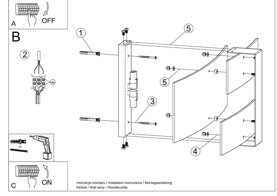 Sollux Wandlampe Weiß Glas Metall Modern 2x G9 MAGO< Wandleuchten|Flurlampen