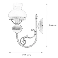 Giovanni Battista Wandlampe Weiß Glasschirm aus Echt-Messing Antik< Wandleuchten|Esszimmer Lampen
