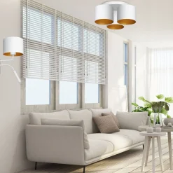 Wandleuchten|Schlafzimmer Lampen*Luminex Wandlampe Weiß Gold Stoff Lesearm E27 G9 blendarm