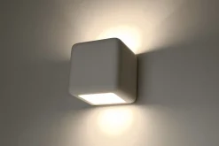 Wandleuchten|Flurlampen*Sollux Wandlampe Weiß Keramik B: 14 cm Würfel bemalbar