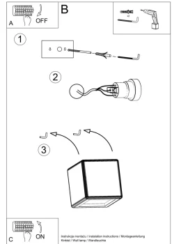 Wandleuchten|Flurlampen*Sollux Wandlampe Weiß Keramik B: 14 cm Würfel bemalbar