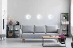 Wandleuchten|Flurlampen*Emibig Wandlampe Weiß Metall Holz rund Skandinavisch G9