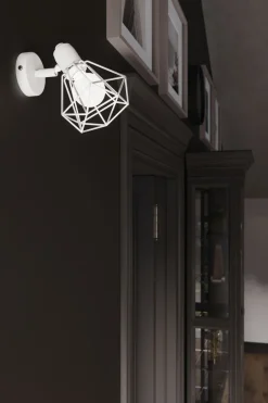 Sollux Wandlampe Weiß schwenkbar Draht Schirm E27 Retro< Wandleuchten|Wohnzimmerlampen