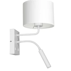 Wandleuchten|Schlafzimmer Lampen*Luminex Wandlampe Weiß Stoff Lesearm E27 G9 H:38 cm blendarm