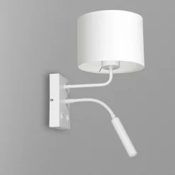Wandleuchten|Schlafzimmer Lampen*Luminex Wandlampe Weiß Stoff Lesearm E27 G9 H:38 cm blendarm