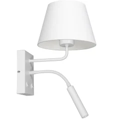 Wandleuchten|Schlafzimmer Lampen*Luminex Wandlampe Weiß Stoff Lesearm E27 G9 H:38 cm konisch