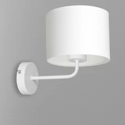 Wohnzimmerlampen|Metall Lampen*Luminex Wandlampe Weiß Stoffschirm Metall E27 H:24 cm blendarm