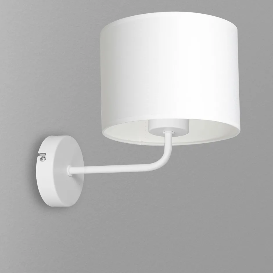 Wohnzimmerlampen|Metall Lampen*Luminex Wandlampe Weiß Stoffschirm Metall E27 H:24 cm blendarm