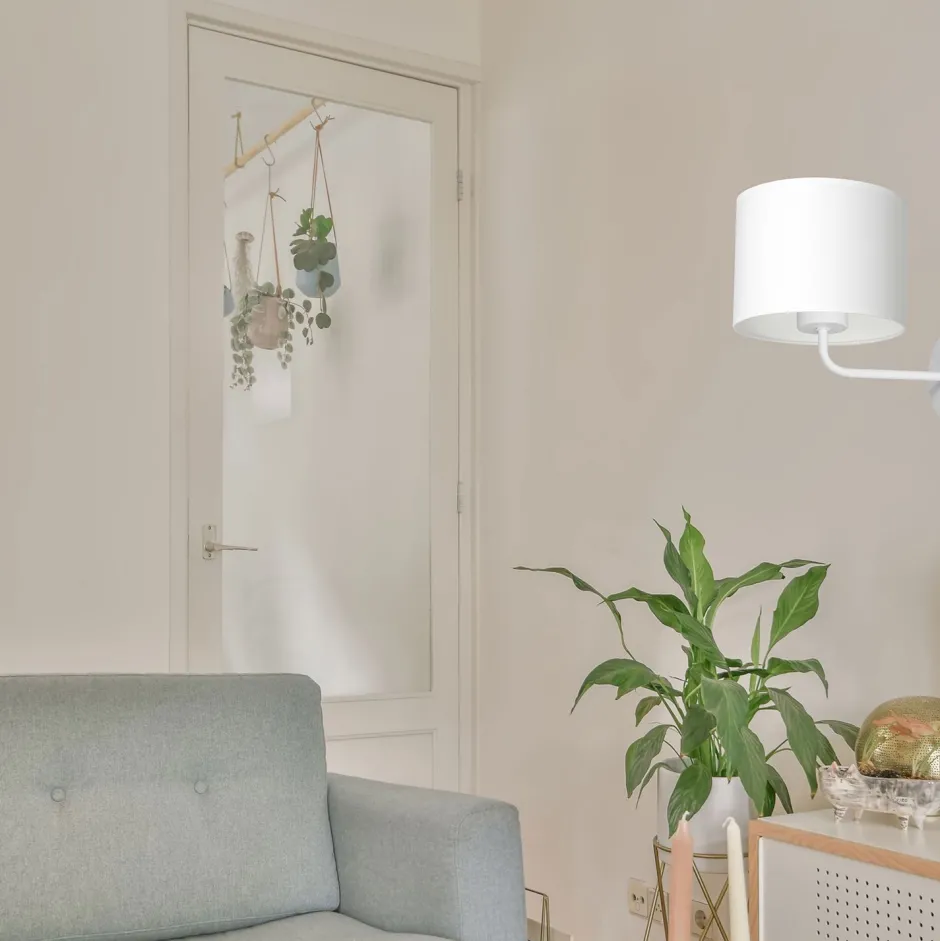 Wohnzimmerlampen|Metall Lampen*Luminex Wandlampe Weiß Stoffschirm Metall E27 H:24 cm blendarm