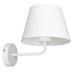 Wandleuchten|Schlafzimmer Lampen*Luminex Wandlampe Weiß Stoffschirm Metall E27 H:24 cm konisch