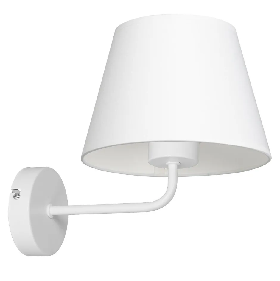 Wandleuchten|Schlafzimmer Lampen*Luminex Wandlampe Weiß Stoffschirm Metall E27 H:24 cm konisch