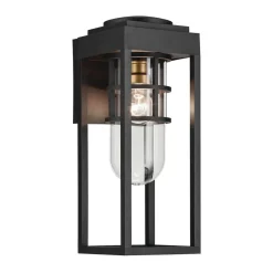 Stofflampen|Rustikale Lampen*Elstead Wandlaterne Schwarz für E27 IP44 45,7 cm hoch Vintage