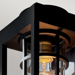 Stofflampen|Rustikale Lampen*Elstead Wandlaterne Schwarz für E27 IP44 45,7 cm hoch Vintage