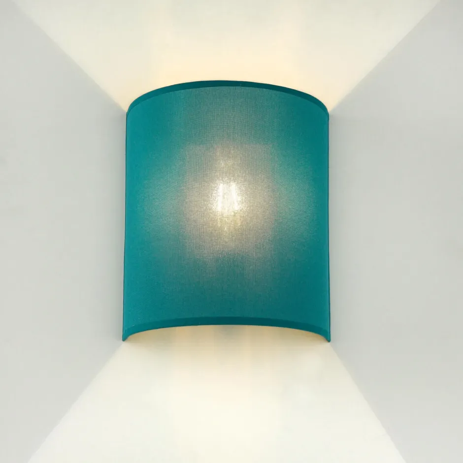 Wandleuchten|Flurlampen*Duolla Wandleuchte ALICE Stoff Schirm Petrol halbrund Loft
