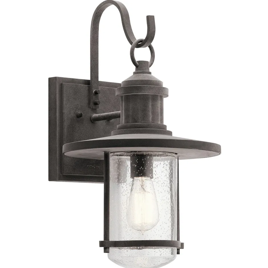 Außenleuchten Antik|Außenwandleuchten*Elstead Wandleuchte Außen Aluminium Regenglas IP44 Maritim