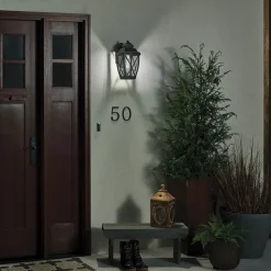 Elstead Wandleuchte außen Aluminium Glas Rustikal IP44 NOLDRA< Rustikale Lampen|Vintage Lampen