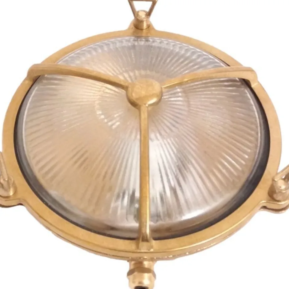 Rustikale Lampen|Metall Lampen*Lido Wandleuchte Außen Glas Messing Haus rund Maritim