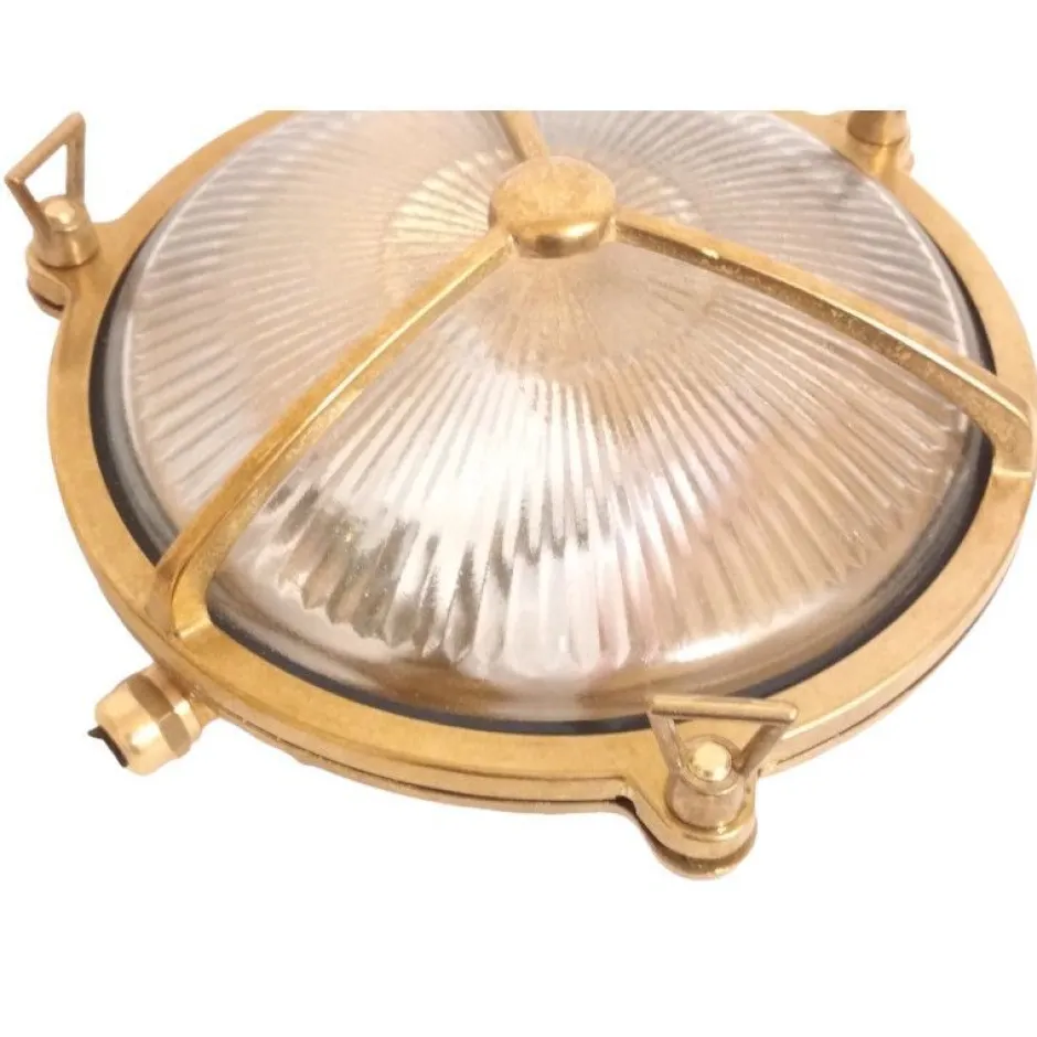 Rustikale Lampen|Metall Lampen*Lido Wandleuchte Außen Glas Messing Haus rund Maritim