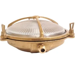 Rustikale Lampen|Metall Lampen*Lido Wandleuchte Außen Glas Messing Haus rund Maritim