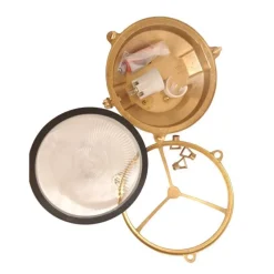 Rustikale Lampen|Metall Lampen*Lido Wandleuchte Außen Glas Messing Haus rund Maritim