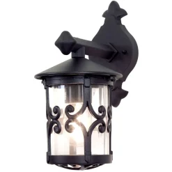 Elstead Wandleuchte Außen Hof Schwarz Aluminium Glas Ø15cm< Außenleuchten Antik|Außenwandleuchten