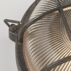 Metall Lampen|Rustikale Lampen*Searchlight Wandleuchte außen in Silber Antik Maritim Ø 26,5 cm IP44