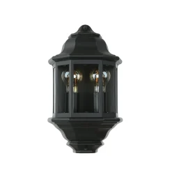 Rustikale Lampen|Maritime Lampen*Easylight Wandleuchte Außen IP44 Glas Alu H: 43 cm 2x E27 Schwarz