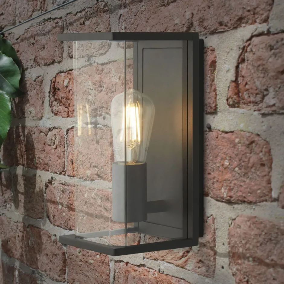 Searchlight Wandleuchte außen IP44 Grau H: 27 cm E27 Aluminium< Metall Lampen|Vintage Lampen