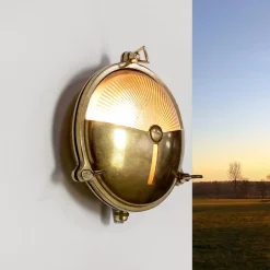 Lido Wandleuchte Außen KARPAHTOS aus Messing rund 21cm< Rustikale Lampen|Metall Lampen