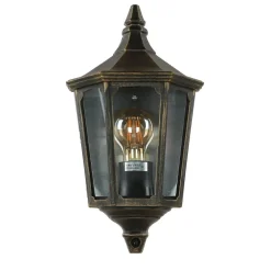 Vintage Lampen|Rustikale Lampen*Elstead Wandleuchte Außen Laterne Goldschwarz Aluminium