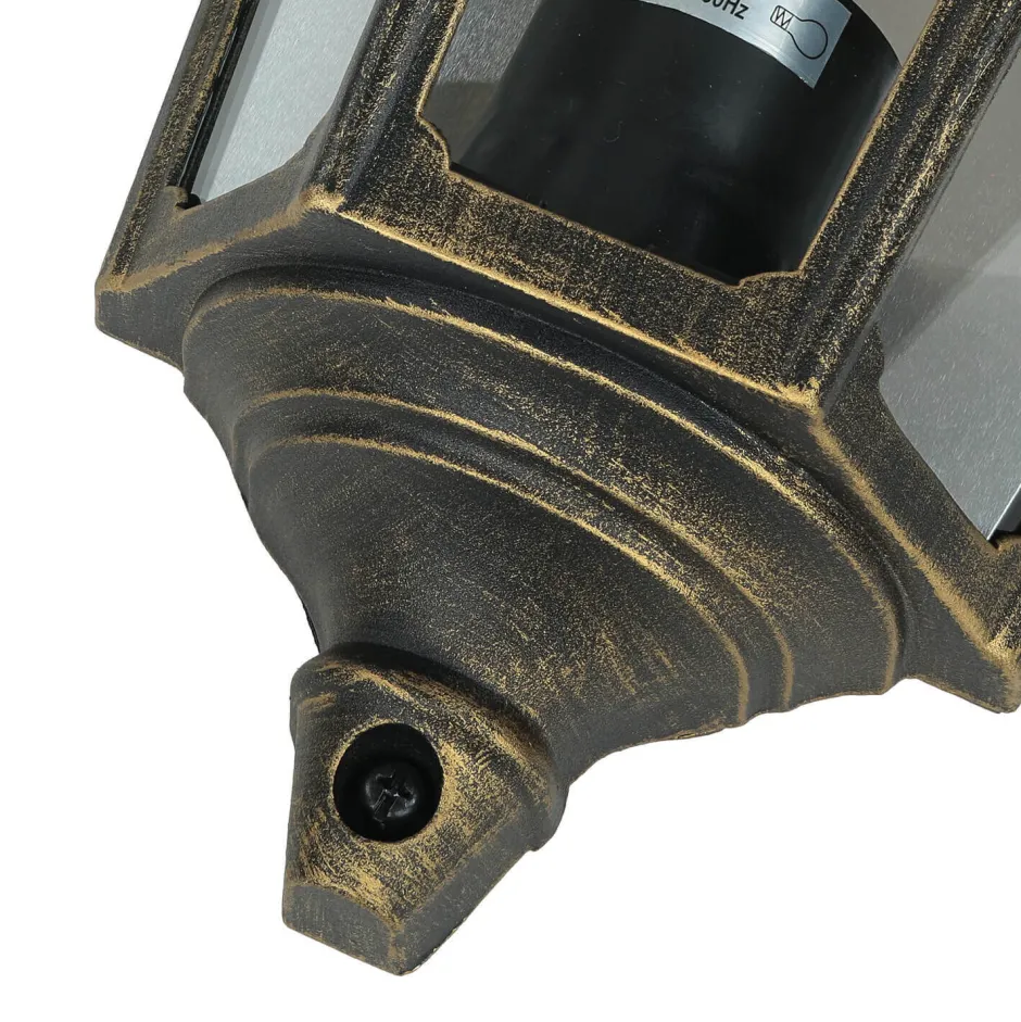 Vintage Lampen|Rustikale Lampen*Elstead Wandleuchte Außen Laterne Goldschwarz Aluminium