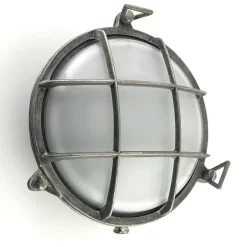 Andromeda Wandleuchte außen Messing Glas rund Ø 24 cm IP64 Zinn Weiß< Außenwandleuchten|Feuchtraumleuchten