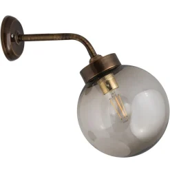 Lido Wandleuchte Außen Messing antik Kugel Schirm IP43< Außenleuchten Antik|Außenleuchten Messing