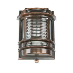 Rustikale Lampen|Metall Lampen*Lido Wandleuchte außen Messing Glas IP64 E27 Kupfer antik